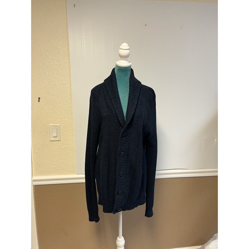 Express Sweater Mens S Red 100% Cotton Pockets Cardigan Shawl‎ Neck